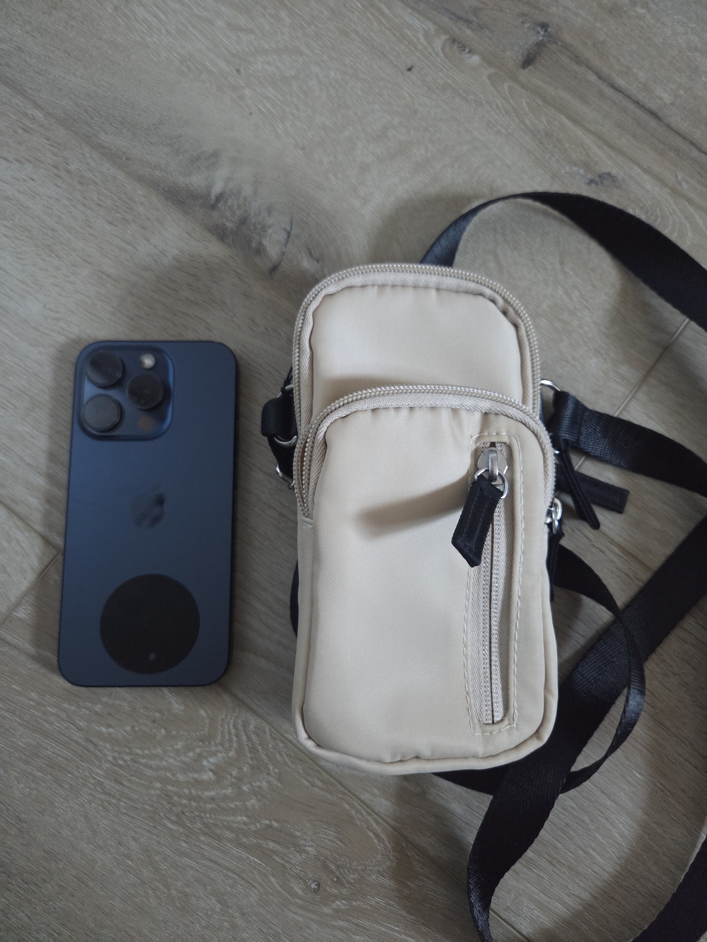Beige Mini Crossbody Phone / Wallet / Misc Bag
